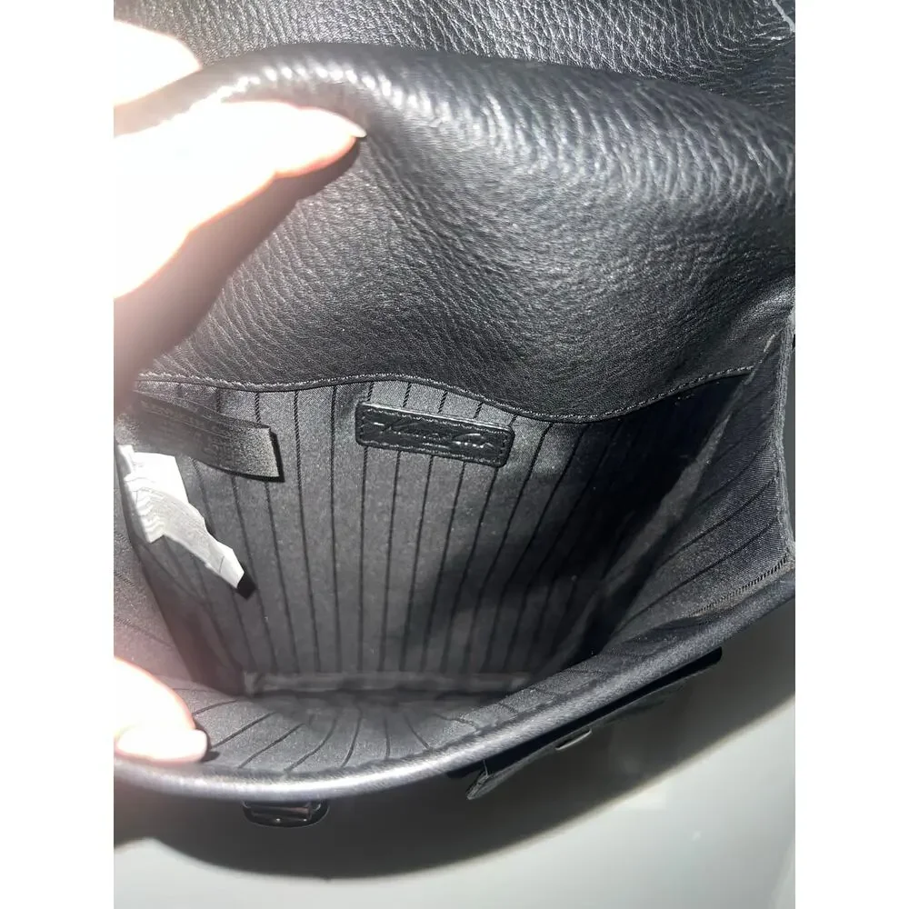 Kenneth Cole Vintage Crossbody Bag Black Leather Pocket Organizer Work Career